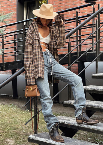 Oversized Plaid Button-Up Shirt