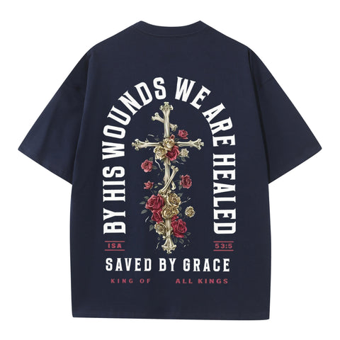 Made New Floral Cross Oversized Black Tee