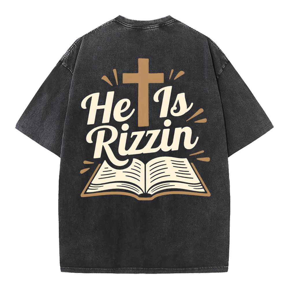He Is Risen Oversized Vintage Christian Tee