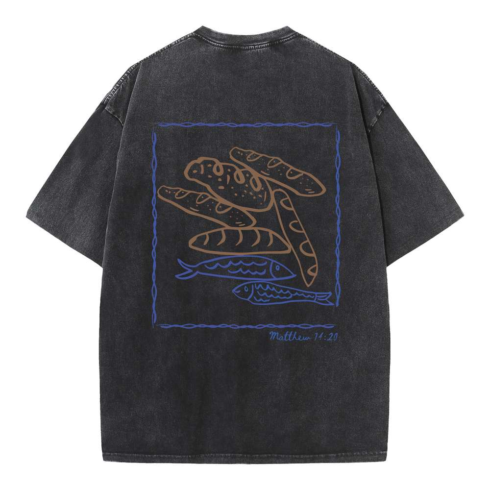 Fish & Loaves Christian Washed T-Shirt
