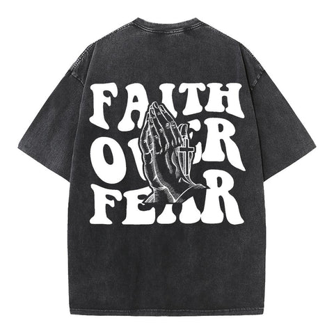 Faith Over Fear Christian Washed T-Shirt