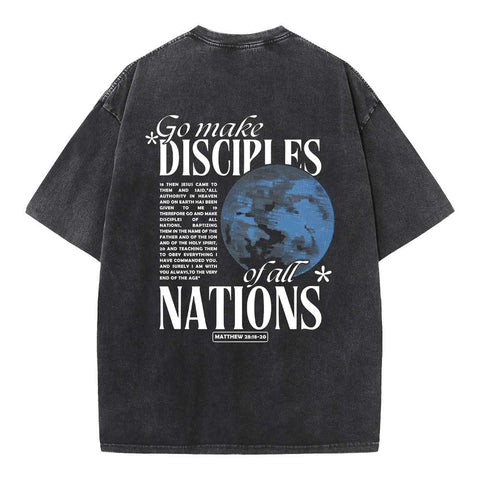 Go Make Disciples Christian Washed T-Shirt