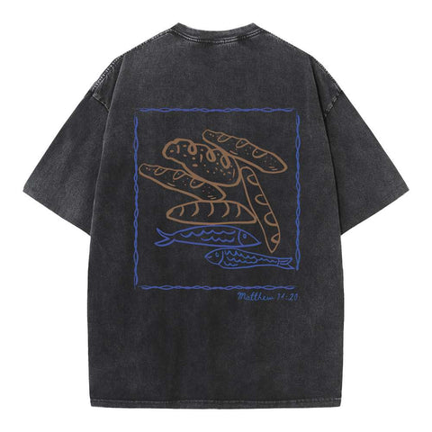 Fish & Loaves Christian Washed T-Shirt
