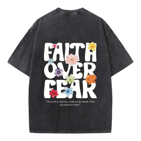 Faith Over Fear Floral Graphic Oversized Tee