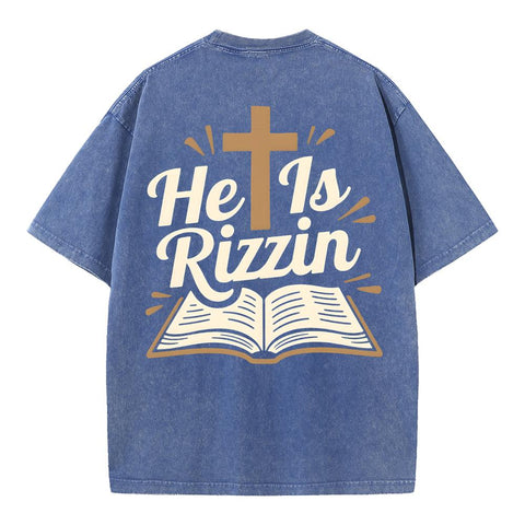 He Is Risen Oversized Vintage Christian Tee