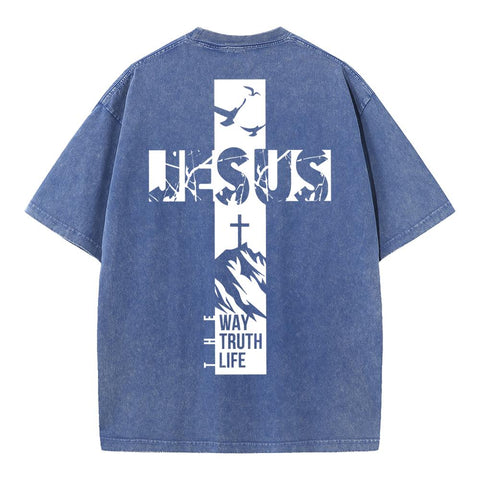 Jesus The Way The Truth And The Life Christian Washed T-Shirt