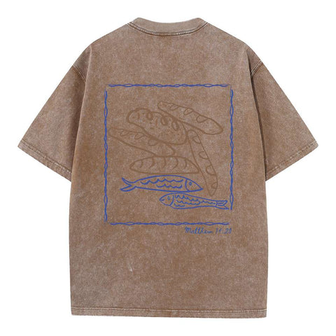 Fish & Loaves Christian Washed T-Shirt