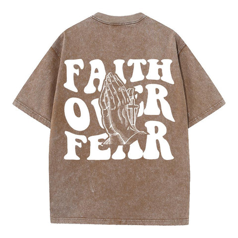 Faith Over Fear Christian Washed T-Shirt