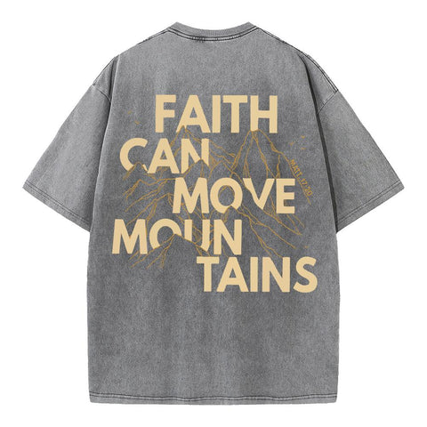 Faith Can Move Mountain Christian Washed T-Shirt