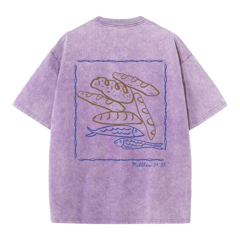 Fish & Loaves Christian Washed T-Shirt