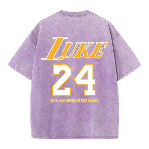 Luke 24 He Is Rizzin Christian Washed T-Shirt