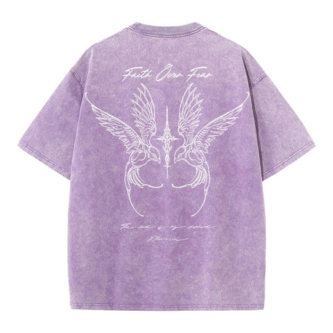 Faith Over Fear Angel Wings Oversized Tee
