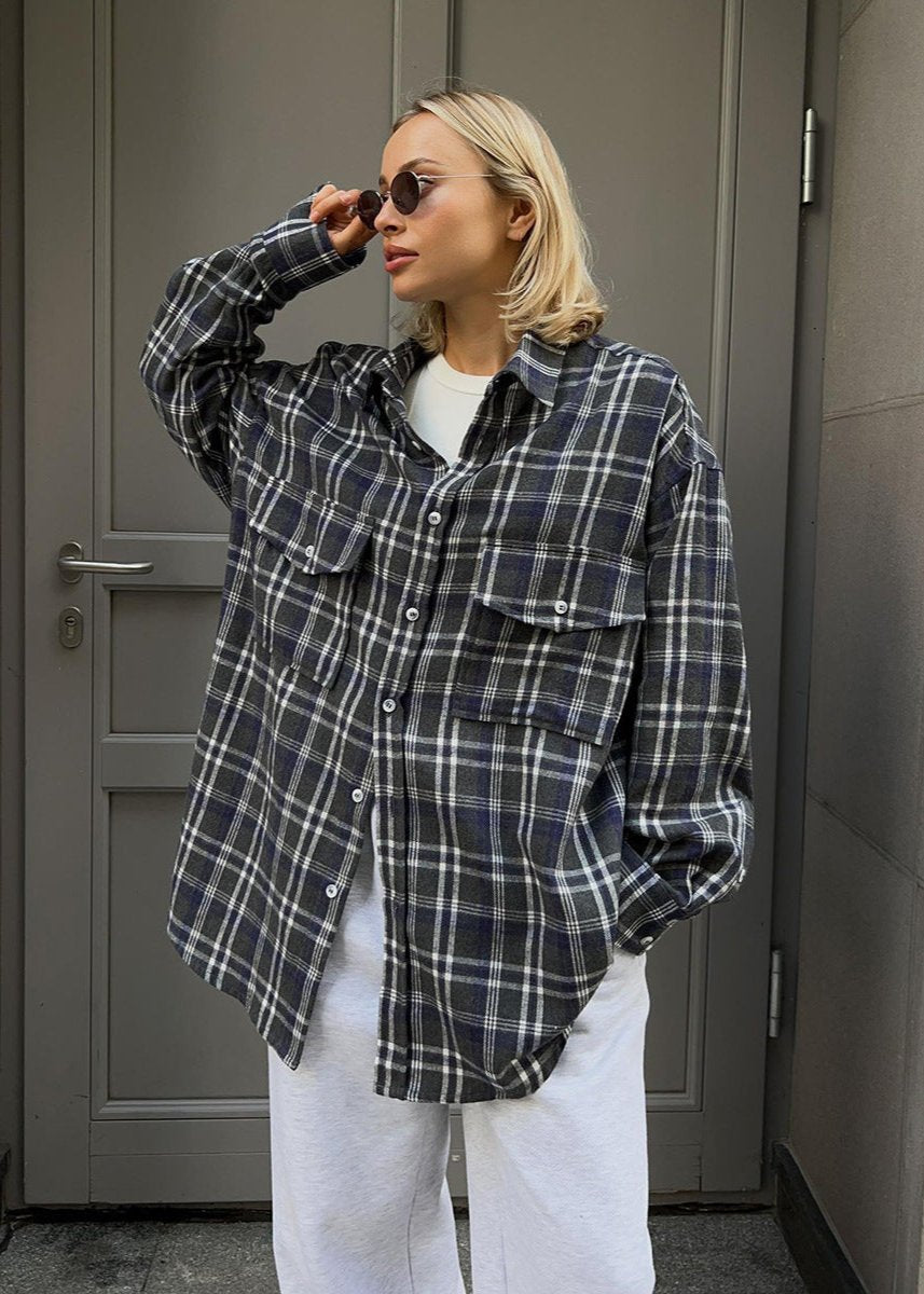 Plaid Oversized Long-Sleeve Shirt Effortless Everyday Style