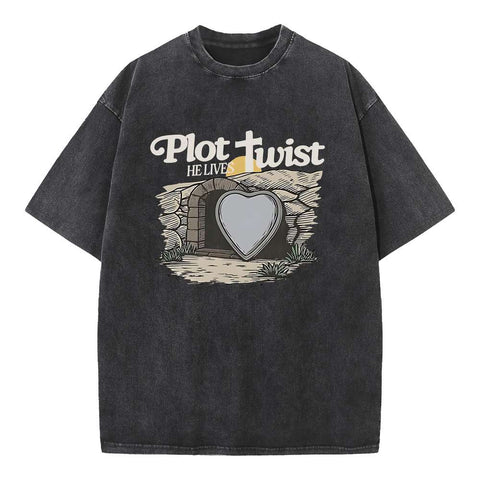 Plot Twist He Lives Christian Washed T-Shirt