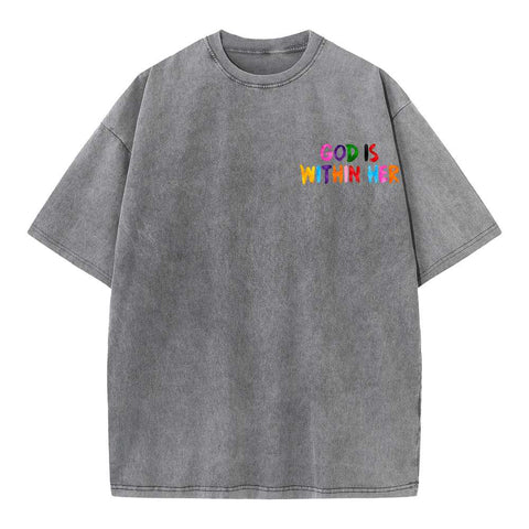 God Is Within Her She Will Not Fall Chrsitian Washed T-Shirt