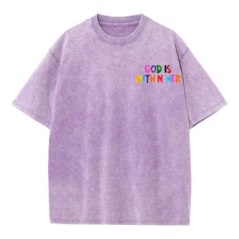 God Is Within Her She Will Not Fall Chrsitian Washed T-Shirt