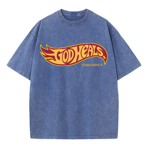 God Heals Christian Washed T-Shirt