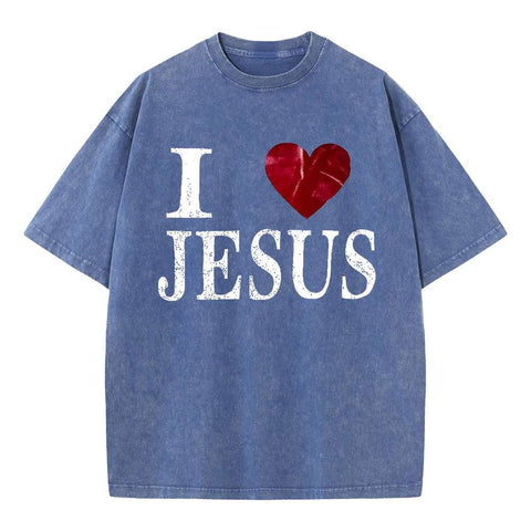 I Love Jesus Christian Washed T-Shirt
