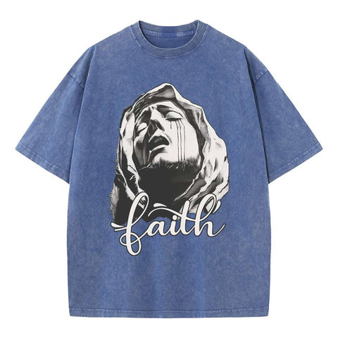 Faith Oversized Washed Streetwear Graphic Tee