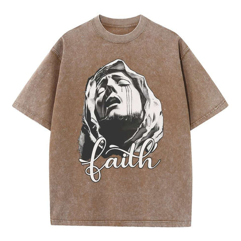 Faith Oversized Washed Streetwear Graphic Tee
