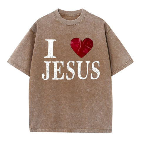 I Love Jesus Christian Washed T-Shirt