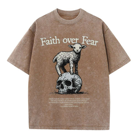 Faith Over Fear Vintage Washed Oversized Tee