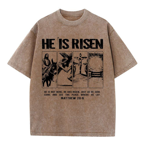 He Is Risen Christian Washed T-Shirt
