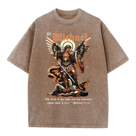 Saint Michael Archangel Christian Washed T-Shirt