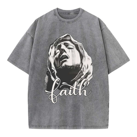 Faith Oversized Washed Streetwear Graphic Tee