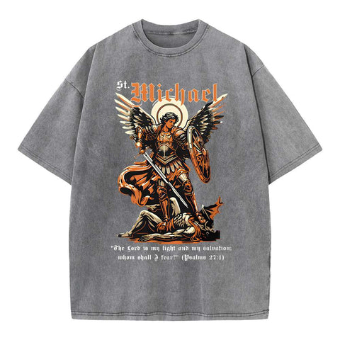 Saint Michael Archangel Christian Washed T-Shirt