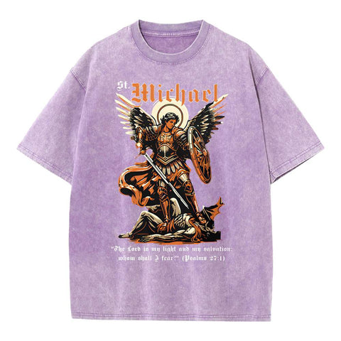 Saint Michael Archangel Christian Washed T-Shirt