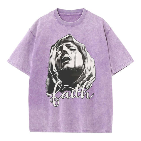 Faith Oversized Washed Streetwear Graphic Tee