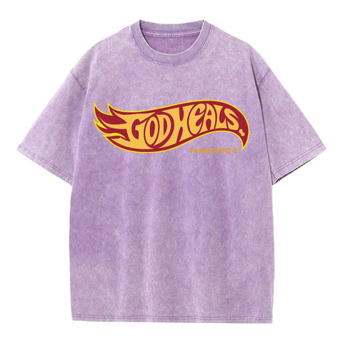 God Heals Christian Washed T-Shirt