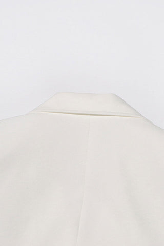 Minimalist Lapel Collar Padded Long Sleeve One Button Cinch Waist Blazer