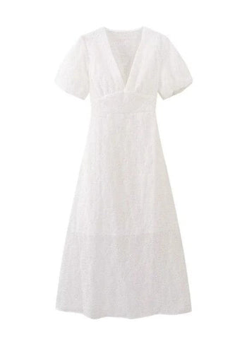 Fleur Embroidered Puff Sleeve Maxi Dress