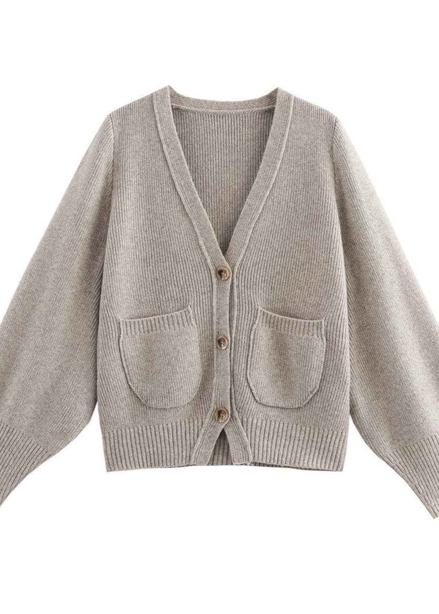 Heatherwood - Ribbed Knit V-Neck Cardigan