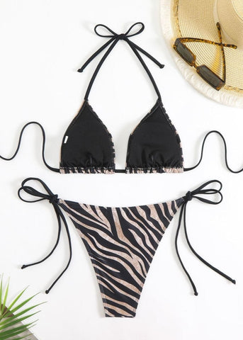 Savannah Curve Bikini Set - Zebra Print Triangle Swimwear