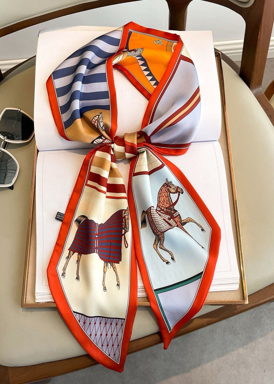 Equestra - Silk Twilly Scarf with Horse Print