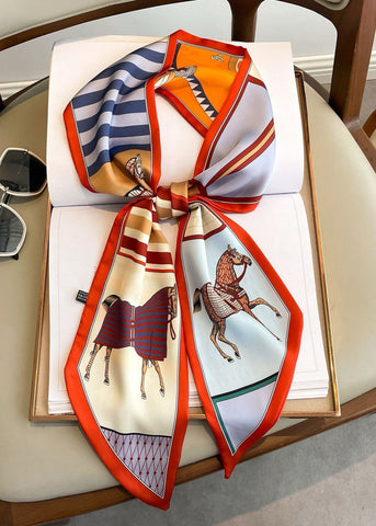 Equestra - Silk Twilly Scarf with Horse Print
