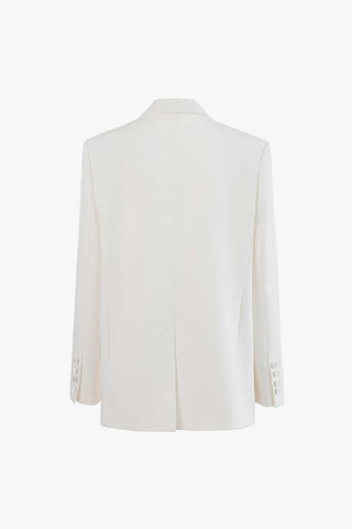 Quiet Luxury Satin Lapel Panel Shoulder Pad Long Sleeve One Button Blazer