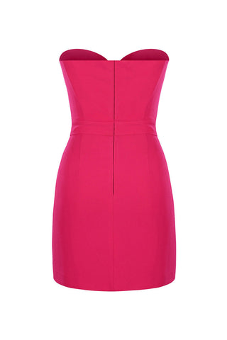 Big Bow Trim Sweetheart Cutout Strapless Bodycon Party Mini Dress