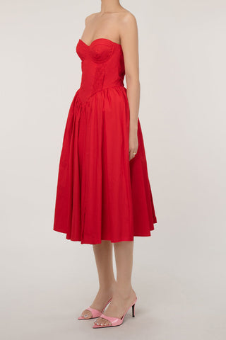Bustier Strapless Drop Waist Fit & Flare Cocktail Party Midi Dress