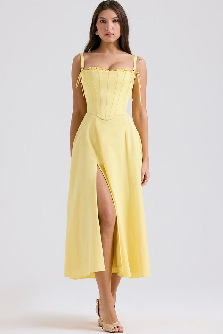 Corset Sweetheart Strapless High Waist Split Two Piece Midi Sundress