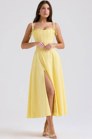 Corset Sweetheart Strapless High Waist Split Two Piece Midi Sundress