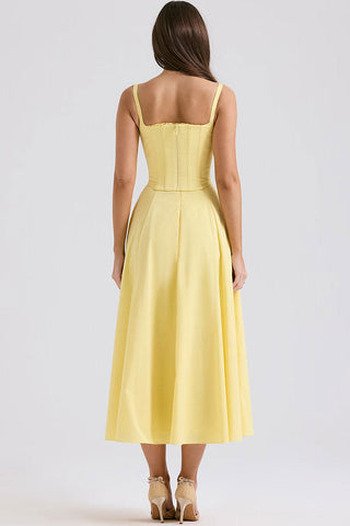 Corset Sweetheart Strapless High Waist Split Two Piece Midi Sundress