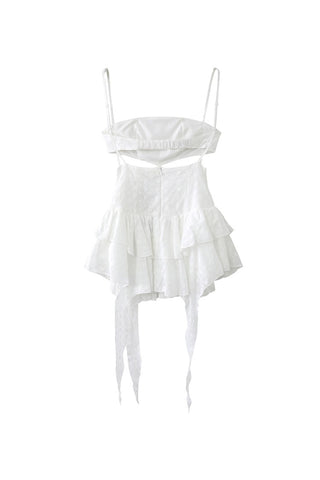 Cut Out Drop Waist Broderie Anglaise Tiered Ruffle Micro Sundress