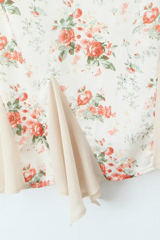 Floral Print Spaghetti Strap Lace Sweetheart Satin Godet Mini Sundress