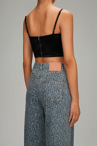 Layered Mesh Rhinestone Bustier Sweetheart Corset Crop Tank Top