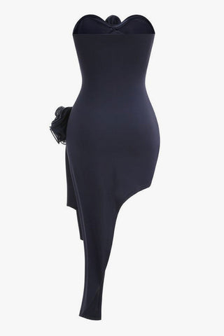Rosette Sweetheart Strapless Draped Ruched Cutout Party Mini Dress
