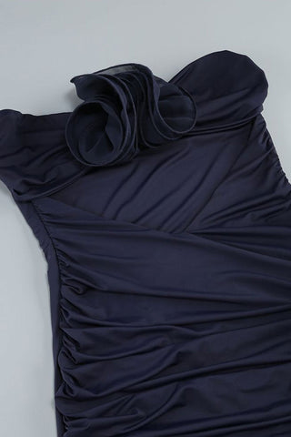 Rosette Sweetheart Strapless Draped Ruched Cutout Party Mini Dress